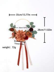 Floral Hoop Wreath Bouquet In Sunset Terracotta,Artificial Flower Wreath For Bridesmaids,Bridal Shower, Ceremony, Anniversary,Rustic Wedding - Multicolor - View 3