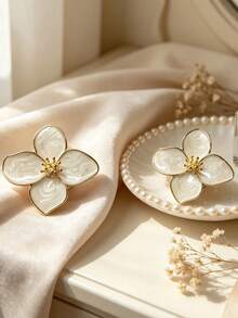 2pcs/Set Elegant Enamel Flower Shaped Women's Cufflinks, Suitable For Shirts, Perfect For Daily And Holiday Wear, Ideal Gift For Friends - Multicolor - View 9