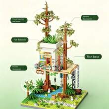 1000+Pcs Jungle Broadcast Station Luxury Building Blocks, Forest Observation Station 2-Story Treehouse Model Toy, Ocean View Wooden Villa Tower, Suitable For Adults To Relieve Stress And Reduce Anxiety, Interesting Adult Game Set, Creative Home Scene Puzzle, Exquisite Desktop Decoration, Birthday Gift For Boyfriend/Girlfriend - Multicolor - View 4