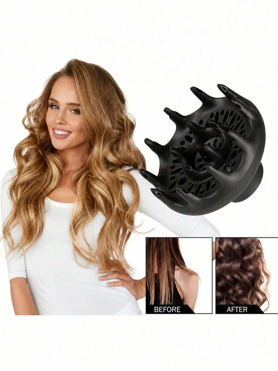 1pc Universal Hair Dryer Diffuser Attachment, Curly/Wavy/Natural Hair Volume Enhancer, Quick Dry Anti-Frizz Styling Tool, Suitable For Women, Salon, Home And Travel - A - View 1