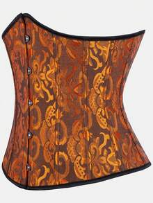 Court Style Jacquard Waist Cincher With Front Buckle And Back Lace-Up, Fishbone Corset For Daily Wear, Party And Halloween Outfit - Multicolor - View 61