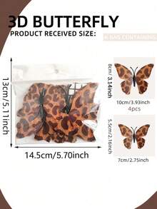 3D Leopard Print Butterfly Wall Sticker, Self-Adhesive Brown Leopard Spot Butterfly Decal, Magnetic Fridge Magnet, DIY Art Decor, Suitable For Living Room, Bedroom, Kitchen, Office - Various - View 11