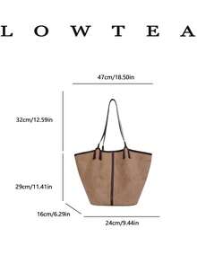 Low Tea 2件組純色麂皮布料女款休閒大容量托特包 BOOK Bag 雙手柄設計 磁吸開合 適合旅行、購物、約會，女性禮物，適合青少年女孩、大學生、初學者和白領上班族，完美適用於辦公室、大學、工作、商務、通勤、戶外、旅行、出遊 - 卡其色 - 查看 3