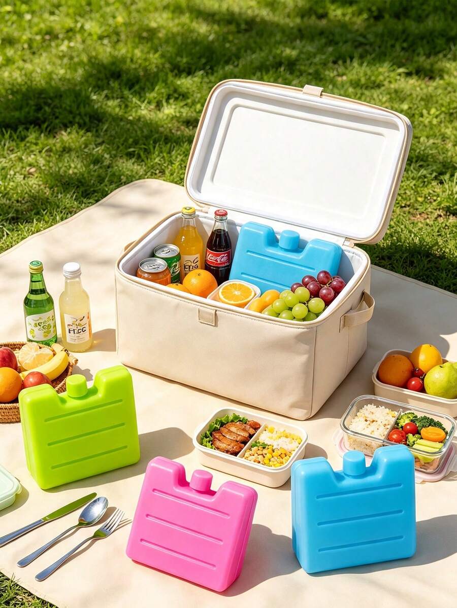 1pc/2pcs Reusable Water-Fillable Ice Crystal Box, Air Conditioner Fan Ice Pack, Cold Chain Transport Cooling & Fresh-Keeping Ice Plate, Food Freezer Insulation Box For Stalls, Suitable For Camping, Picnic, Outdoor Activities, Fishing - Multicolor - View 1