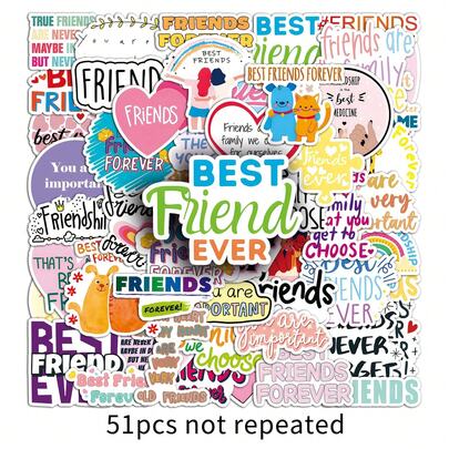 51pcs Friend Stickers, Friendship Forever, Positive Energy