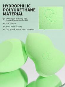 docolor Pea Pod 3 PiecesMakeup Sponge Collection – Teardrop + Chisel + Curvy Waist, Versatile Wet/Dry Applicators For Seamless Finish, Complete With Pea-Shaped Storage Case - Green - View 5