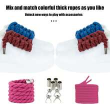 3 Pairs 10mm+5mm Colorful Hemp Shoelaces With Metal Tips, Suitable For Daily Replacement, DIY Decoration, Multiple Colors Available - 3-pack - (Blue + Dark Blue + Green) - 10mm + 5mm - View 4