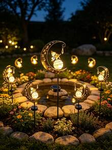 Solar Powered Moon Fairy Garden Stake Light, Outdoor Decorative Light, Garden Lawn Grass Stake Light, Waterproof Solar Light Lawn Decoration, Garden Decoration Flower Bed Light Suitable For Backyard Flower Bed, Romantic Yard Night Scene Ornament, Unique Outdoor Decoration Gift - Moon Fairy Garden Stake Light - View 6