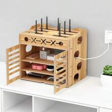 Management Box Multifunctional Router Storage Box Wooden Rack Does Not Block Signal Light Placement - View 5