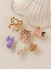 1pc Rose Bow Pendant, Cute Cartoon Style, 14k Gold Plated Copper Material, Suitable For DIY Creative Necklace, Bracelet, Earrings, Bag Chain, Keychain, Waterproof And Sweat-Resistant, Suitable For Daily Casual Wear - Multicolor - View 4