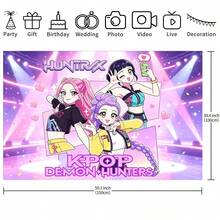 WPETLE K-Pop DemonHunters Collage Comic Style Backdrop, Purple & Pink Stage Spotlight Photo Background, Girl Theme Party Wall Decor - Multicolor - View 8