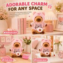Capybara Plush Toy With 9PCS Dress Up Clothes, Soft Stuffed Animal Set, Cute Interactive Gift, Christmas Gift For Girls Boys - Pink - View 8