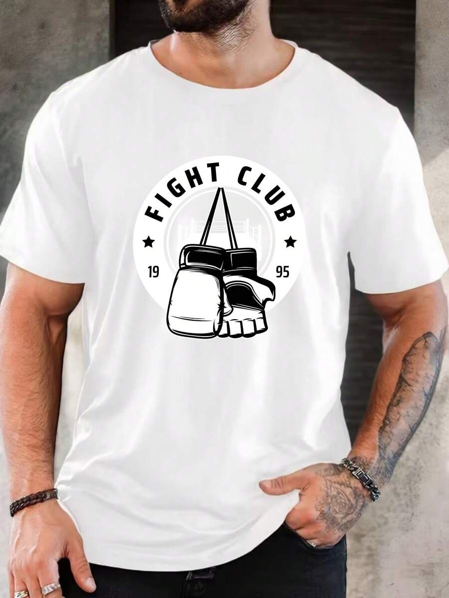 Men's Pure Cotton Short Sleeve T-Shirt Casual Everyday Wear Breathable Soft Regular Fit Classic Round Neck Basic Tee - 白色 - 查看 1
