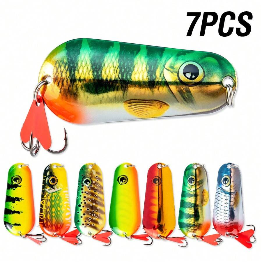 7Pcs 6g-46g Sinking Metal Spoon Lure Ultra-Long Casting With Pinpoint Accuracy Split Circle Carbon Steel Hook Suitable For Long Casting Suitable For Culter And Snakehead - S028-7pcs - View 1