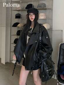 Fashionable Cool Retro Unique Jacket Black Spring - Black - View 2
