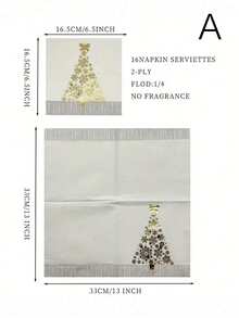 20pcs Gold Foil Christmas Tree Napkins – White Background Featuring Gold And Silver Foil Christmas Tree Patterns And Elegant Snowflake Designs, Accented With Gold Bows; Suitable For Christmas Celebrations. - Multicolor - View 4