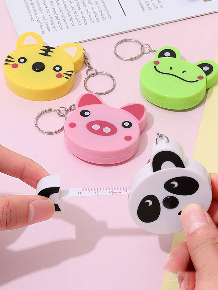 Cartoon Animal Tape Measure Keychain, Double-Sided Scale Automatic Retractable Tape Measure - Soft Body-Hugging Measuring Tape With Ergonomic Handle, Portable Tailor Ruler Suitable For Tailoring And Home Use, Can Measure Waist, Chest, Height - Perfect For Fabric And DIY Projects - A - View 1
