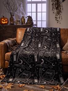 1pc Halloween Flannel Blanket, Single-Sided Print, Soft & Lightweight, Cartoon Pattern, Comfortable & Easy Care, Multi-Purpose Blanket, Suitable For Bedroom, Sofa, Study And Dorm, Room Decor, Halloween Decor, Ideal Halloween Gift, Perfect Birthday Gift - Multicolor - View 9