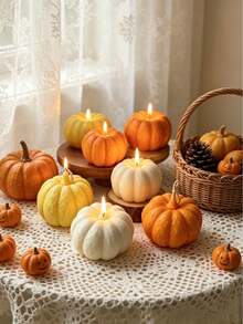 1pc Mini Pumpkin Shaped Handmade Aromatherapy Soy Wax Candle, Suitable For Autumn Party, Halloween Room Decor, Home Decoration, Tabletop Centerpiece, Wedding Decor And Holiday Gift - Multi-color - View 5