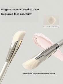 GUOXIAONIU Highlighter Concealer Brush, 3D Diamond Cut Face Makeup Brush, Soft Dense Fluffy Brush For Precise Highlighting Concealing, Beginner Friendly Makeup Tool - Silver - View 6