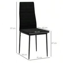 4er-Set Esszimmerstühle, Armloses Design, Stoffpolsterung, Metallbeine, Schwarz - 黑色 - 查看 2
