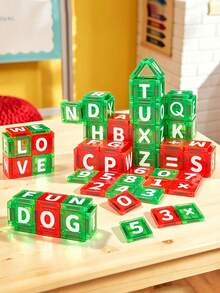 Mini Magnetic Building Blocks Kids Assembly Toy, 30/56pcs Magnetic Toys, Number/Letter Education Theme, Colorful Magnetic Blocks Kids Educational Magnet Toy Set, Creative Toy Gift, Suitable For Boys And Girls 3 Years Old And Above, Random Color - Multicolor - View 1
