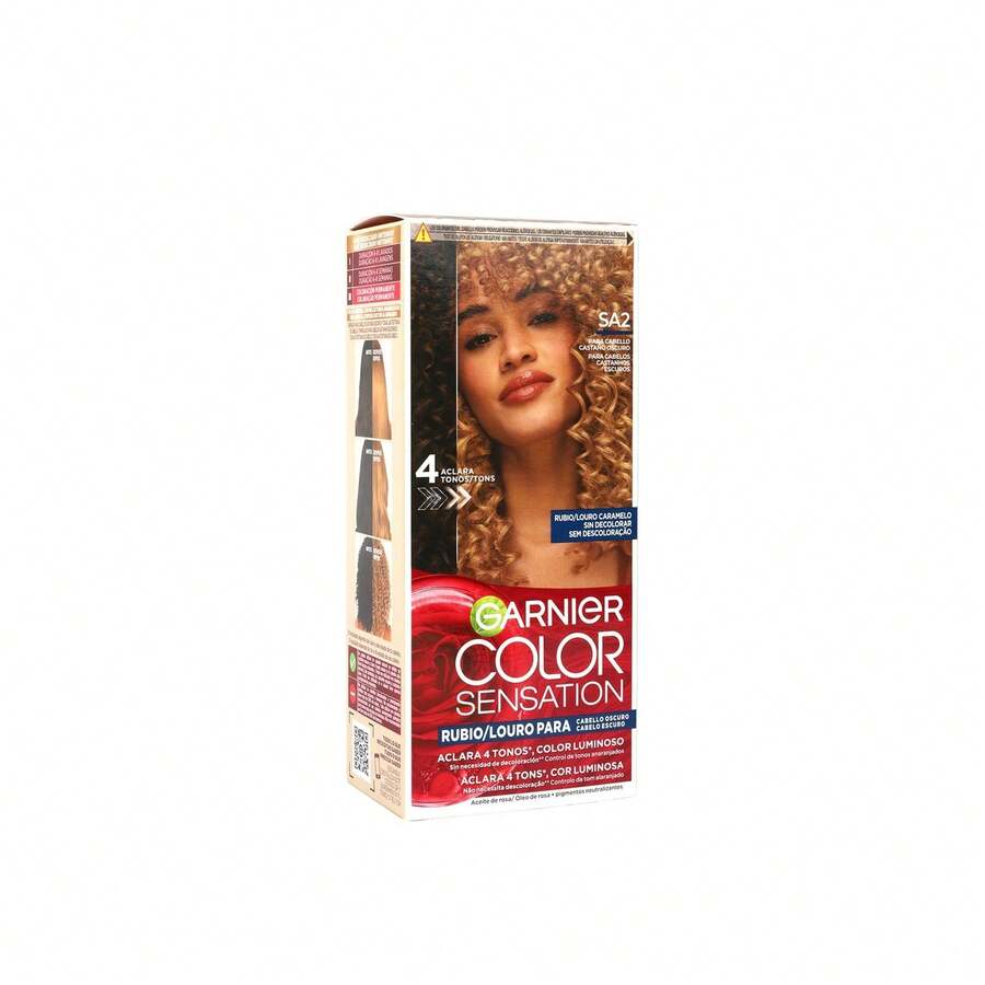 Garnier صبغة شعر دائمة غارنييه كولور سينسيشن SA2 كراميل بلوند - صبغة دائمة بزيت الورد - Light Brown - مشاهدة 1