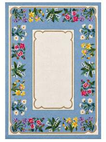 Chilai Home Flower Printed Area Rug,  Kitchen Runner Rug, Washable Floor Mat For Home Decor, Livingroom Rug, Non-Slip Kitchen Runner Rug, Made In Turkiye - Dusty Blue - View 2