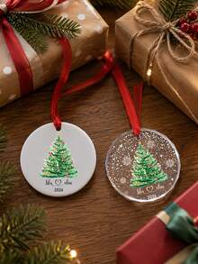 Custom Christmas Tree Tag Ornament, Personalized Holiday Hanging Decor, Festive Xmas Tree Pendant, Customized Family Name Keepsake, Customizable Home Decoration, Winter Party Decor, Secret Santa Gift, Christmas Gift, Christmas Decorations, Couples - Style a - View 4