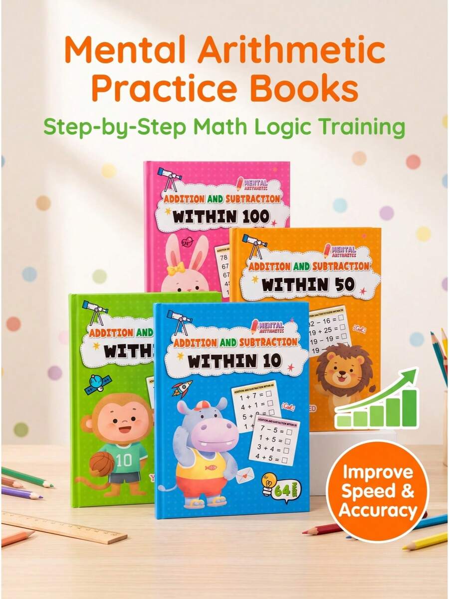 1PC 100/50/20/10 Addition And Subtraction,64 Page Enlightenment Training, Preschool Learning Materials