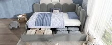 Upholstered Grey Sofa Bed Frame - 90x190cm Storage Daybed In Velvet For Living Room And Bedroom - Grey - View 4
