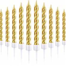 50 件螺旋蛋糕蜡烛、纸杯蛋糕装饰、生日周年婚礼派对蛋糕装饰 - 金色 - 查看 2
