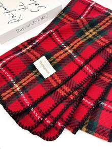 1pc Universal Multi-Color Plaid New Style Versatile Casual Scarf Suitable For Autumn/Winter - Red Triangle Needle - View 5