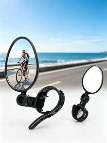 Bicycle Rearview Mirror + Cleaning Tool - Durable 360° Rotating Bicycle Rearview Mirror, Bicycle Reflective Mirror, Handlebar Bicycle Mirror, Adjustable, Universal Fit, High-Definition View, Easy Installation. Extra Large Field Of View, Eliminate Riding Blind Spots - Oval Rearview Mirror, Shock-Resistant Handlebar Mirror, Suitable For Commuting, Mountain Biking And Road Biking, Best Choice For Classmates, Friends, Parents, Cycling Enthusiasts, Back To School, Thanksgiving, Christmas, Holiday Riding Essentials - Multicolor - View 3
