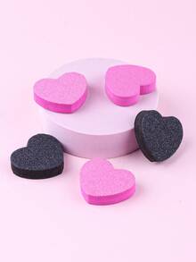 50Pcs/Pack Mini Heart Nail Buffers Double Sided Foam Rose Black Nail File Blocks Reusable Nail Polishing Sanding Blocks For Home Salon Manicure Natural Nail Shaping - Multicolor - View 3