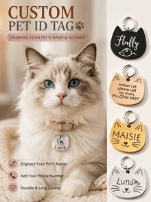 [Double-Sided Customized] 1pc Personalized Pet ID Pendant Tag, Customized Dog Name Tag, Engraved Customized Cat Tag, Heart Pattern, Dog ID Pendant Pet Collar, Beautiful Pet Accessories - Multicolor - View 2
