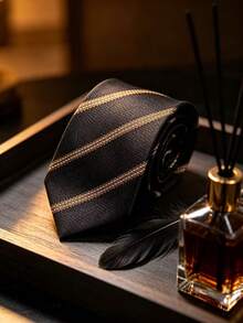 1pc Fashionable High-End Tie Suitable For Business Travel, Casual, Dinner, Wedding - Brown - View 2