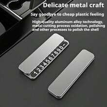 1pc Temporary Parking Plate, Hidden Movable Car Plate, Car Dashboard Plate - Made Of Durable Aluminum Alloy Material, Suitable For Vehicle Dashboard Decoration - A - View 2