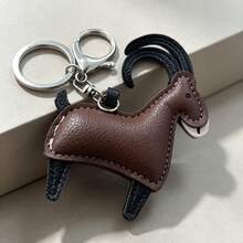 JRESSIAL Handmade PU Leather Goat Shaped Keychain, Cute Animal Bag Charm, Lobster Clasp Key Ring Pendant Decoration, Handbag Car Key Hanger Gift - Coffee - View 4