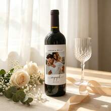 Custom Wedding Wine Bottle Labels, For Bridal Showers, Engagement Parties.Custom Champagne Spirit Labels. Personalized Anniversary Photo Wine Labels. - Multi-color - Wine Bottle Stickers - View 4