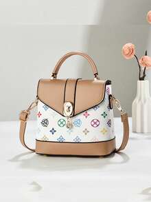 Fashionable Retro Single Piece Crossbody Handbag Square Bag, Multi-Functional Large Capacity Crossbody Bag, Fashion Design, New Fashion Women's Small Square Handbag Crossbody Bag Versatile Casual Multi-Layer Large Capacity Can Be Worn On Shoulder Or Crossbody Handbag Suitable For Travel Shopping Mall New Elegant Women's Handbag Shoulder Crossbody Color Block Bag Versatile Casual Light Luxury Large Capacity Can Be Worn On Shoulder Or Crossbody Fashion Bag - Multicolor - View 12
