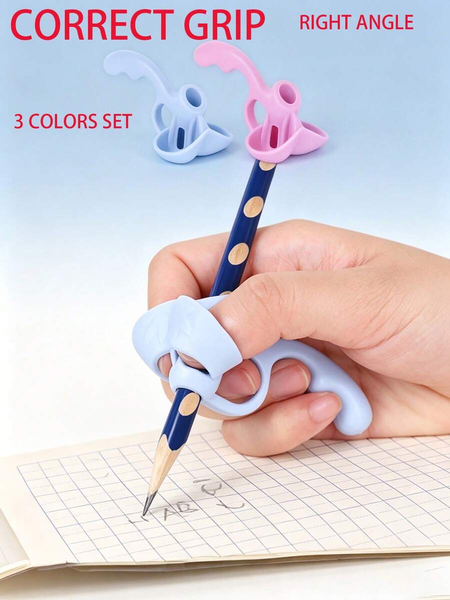 1pc/2PCS/3PCS Silicone Pencil Grip, Finger Writing Posture Corrector, Ergonomic Pen Holder For School Office Supplies Pencile Case - Multicolor - View 1