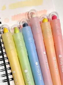 3 pièces de marqueurs fluorescents parfumés aux fruits mignons, marqueurs à pointe souple de couleur macaron, convenant pour le journalisme, l'école et la papeterie de bureau - A - Voir 4