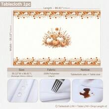 1pc Minimalist Autumn Plaid Pumpkin Floral Pattern Tablecloth, Stain-Resistant Dining Table Decor, Suitable For Kitchen, Dining Table, Coffee Table, TV Stand, Entryway, Party Holiday Decoration, Home Decor, Autumn Gathering - Multicolor - View 9