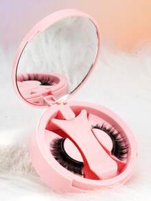 Magnetic Glue-Free Design, Portable Mirror Storage Box, Soft Curly Fur Texture, Comfortable To Wear, Reusable - View 4