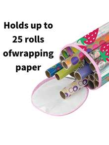 1pc Strawberry Print Transparent PVC Wrapping Paper Storage Bag, Portable Handheld Cylindrical Gift Wrapping Paper Organizer Box, Christmas New Year Holiday Gift Wrapping Paper Home Storage Rack - Strawberry Print - View 10