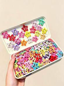 20/40/100pcs Girls Random Color Hair Clips, Polka Dot Star Shaped Hair Clips Set, Dopamine Colorful Oil Drop Design Hair Clips, Durable Non-Slip Hair Accessories Suitable For Daily Hairstyling And Summer Vacation - Polka Dots - View 2