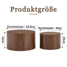 Set Of 2 Round Coffee Tables With Storage Space, Nesting Table Wood Look MDF, Approx. 62.8cm/44cm Diameter, Living Room Side Table With Removable Lid &Amp; Cavity, 62.8 X 62.8 X 35 Cm - Brown - View 5