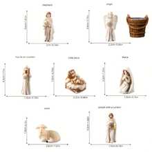 8-Piece Collectible Mini Nativity Scene Set, Includes Virgin Mary, Joseph And Sheep Holy Family Figurines, Durable PVC And Resin Material, Religious Theme Christmas Decoration, Suitable For Home Decor And Religious Display - Miniature Nativity Set - View 4
