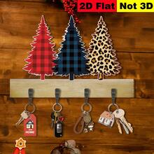 2D Flat Multi-Function Wooden Key Hook, Christmas Tree Decoration, Wall Storage Rack, Entryway Key Holder, Multi-Purpose - Multicolor - View 6